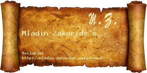 Mladin Zakariás névjegykártya